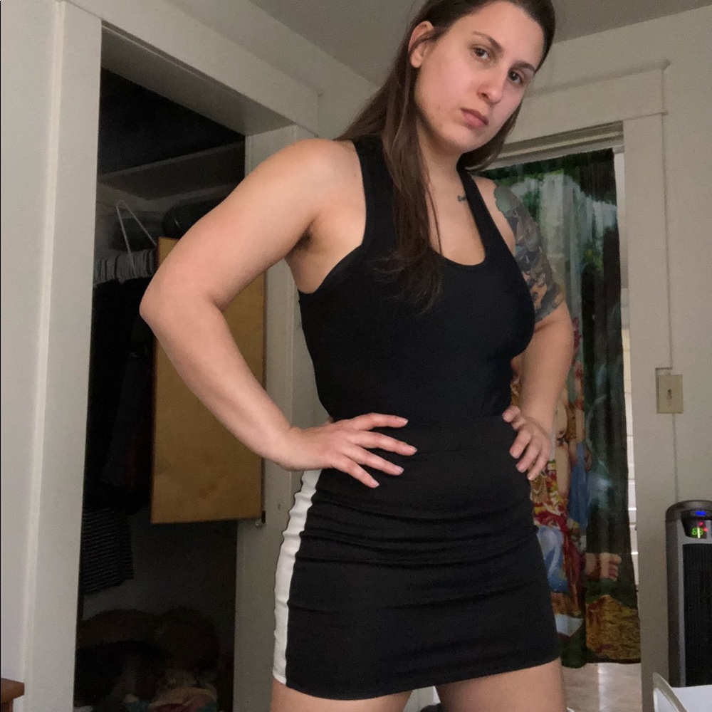 Tuxedo Stripe Tight Mini Skirt